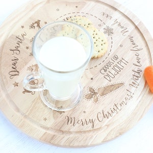 Christmas Eve Treat Board for Santa, Father Christmas, Personalised Laser engraved Treat Plate image 3