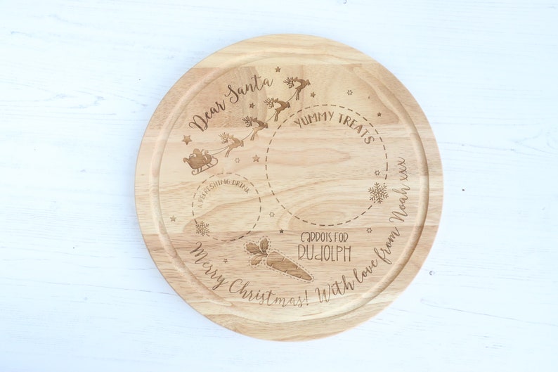 Christmas Eve Treat Board for Santa, Father Christmas, Personalised Laser engraved Treat Plate image 7