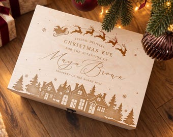 Personalised Nutcracker Christmas Eve Box: Engraved Pine Wood
