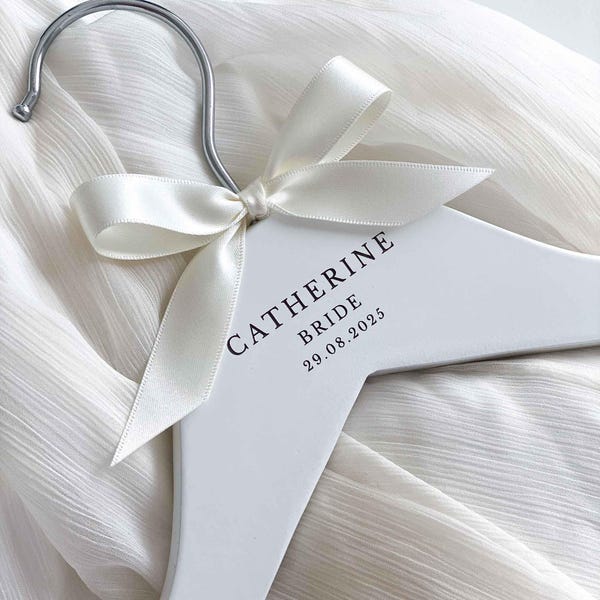 Engraved Wooden Wedding Dress Hanger: Personalised Bridal Keepsake