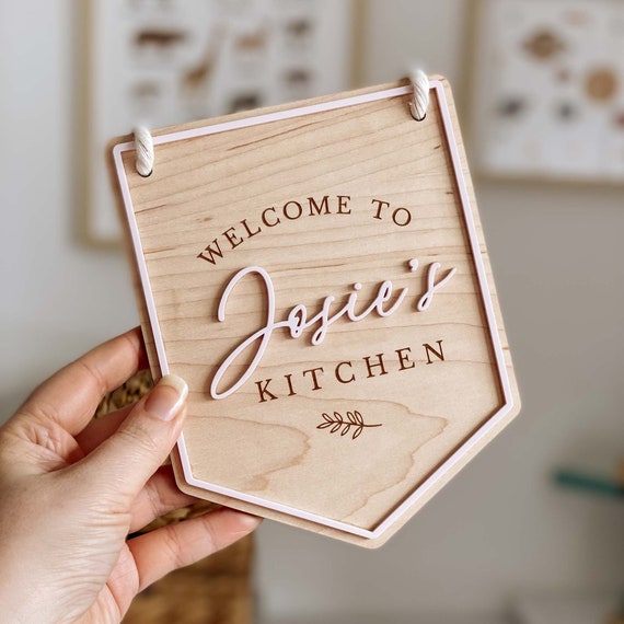 PRE ORDER for JANUARY Personalised Play Kitchen Sign for Child s Playroom Laser Engraved Name Sign for Kids Montessori Gifts for Kids Etsy UK