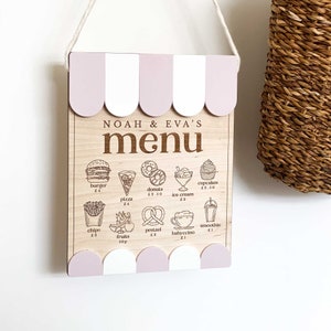Personalised Wooden Play Kitchen Menu, The Original Canopy Menu Sign, Handmade Play Decor, Kids Role Play Prop