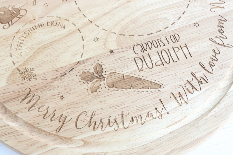 Christmas Eve Treat Board for Santa, Father Christmas, Personalised Laser engraved Treat Plate image 8