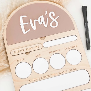 First Day of School Board Photo Prop, Last Day of School, Interchangeable Personalised Pre-School Sign, Reusable Dry Erase Milestone Board