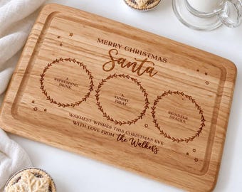 Christmas Eve Treat Board for Santa, Father Christmas, Personalised Wooden Snack Plate, Laser engraved Christmas Board, Children Gifts