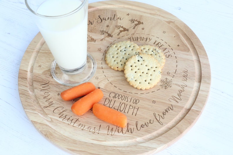 Christmas Eve Treat Board for Santa, Father Christmas, Personalised Laser engraved Treat Plate image 6