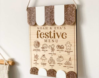 Personalised Wooden Christmas Play Menu: Festive Pretend Play Prop for Kids