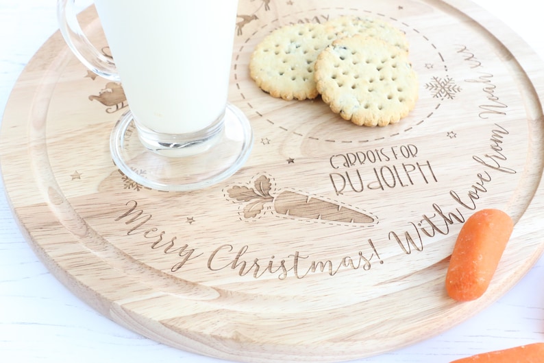 Christmas Eve Treat Board for Santa, Father Christmas, Personalised Laser engraved Treat Plate image 4