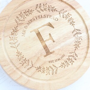 Personalised Cheese board with set of knives , Laser engraved monogram perfect for weddings and anniversarys cheese lovers gift image 3