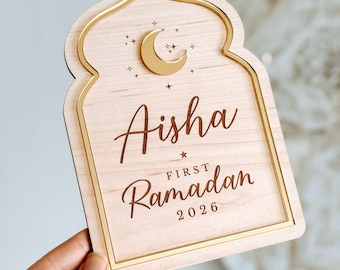 Personalised First Ramadan Wooden Sign, Baby Milestone Photo Prop 2026