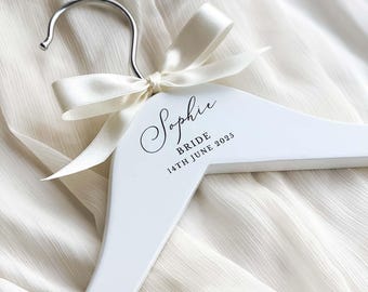 Engraved Wooden Wedding Dress Hanger: Personalised Bridal Keepsake Gift