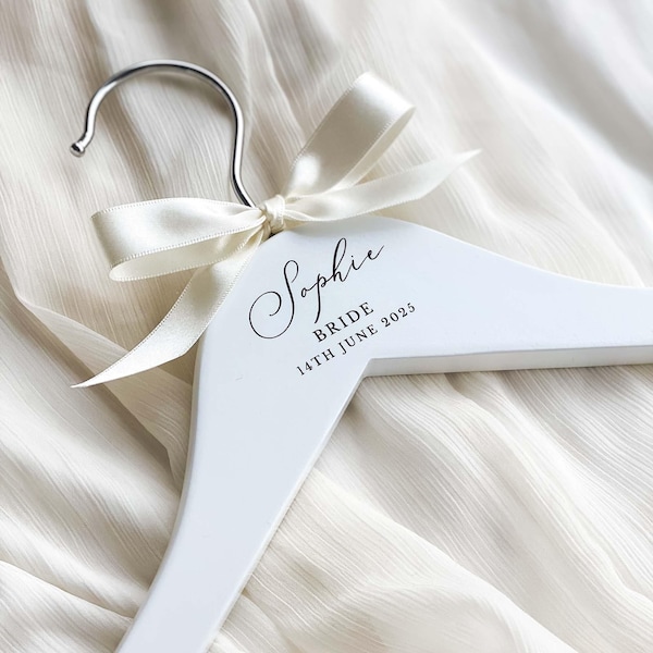 Engraved Wooden Wedding Dress Hanger: Personalised Bridal Keepsake Gift