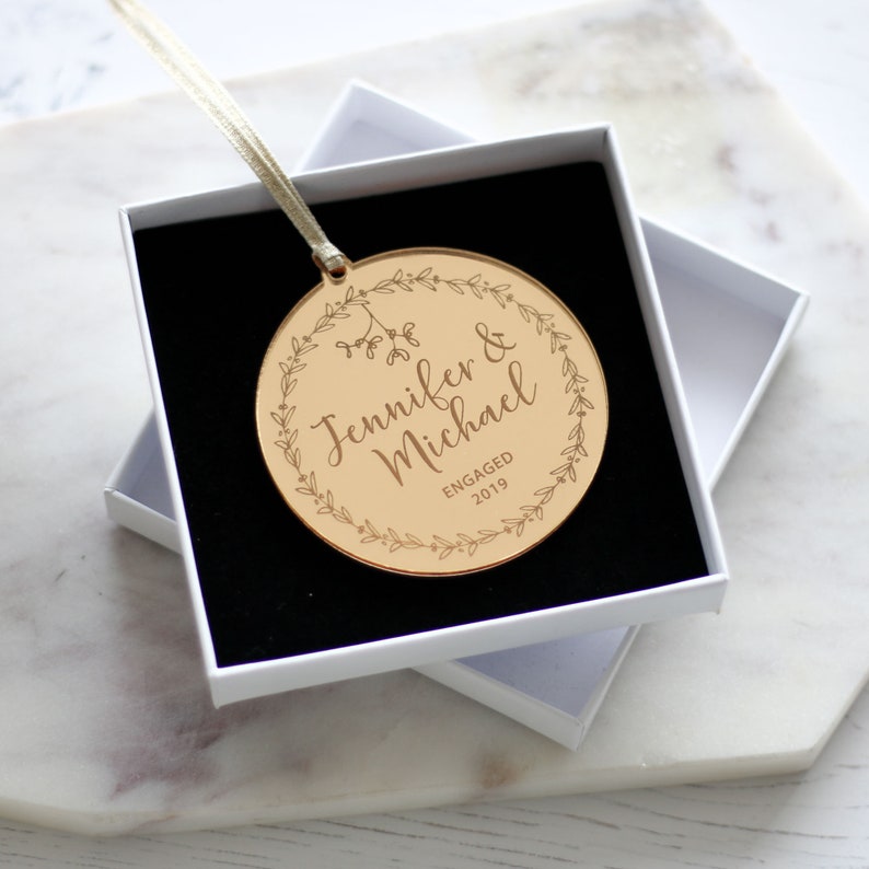 Personalised Names and year engagement gift christmas Etsy