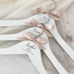 Wooden Engraved Bridal Wedding Dress Hangers, Personalised Elegant Keepsake Gift for the Bride, Bridesmaids, Flower Girl