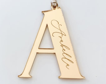 Personalised Monogram Lasercut Christmas Tree Decoration Bauble, rose gold, gold, silver, Secret Santa Gift idea