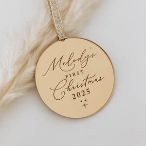 Personalised Baby's First Christmas, rose gold, gold, silver christmas tree decoration bauble, Secret Santa Gift idea, Keepsake 1st Xmas