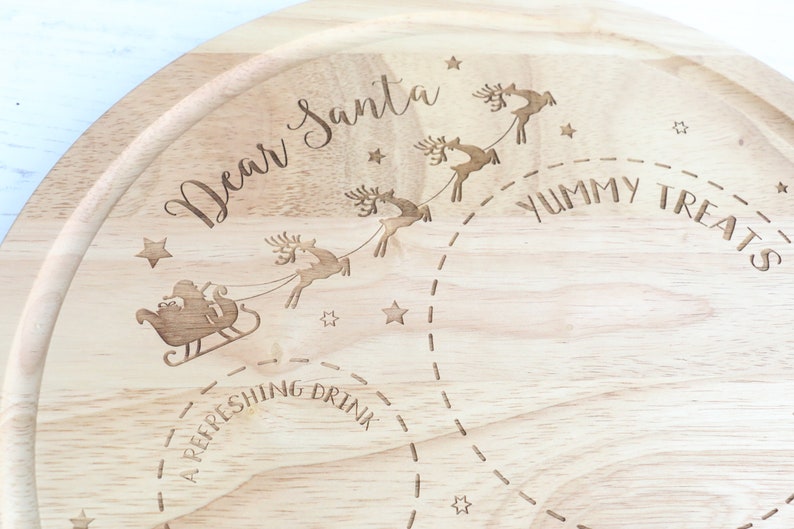 Christmas Eve Treat Board for Santa, Father Christmas, Personalised Laser engraved Treat Plate image 9