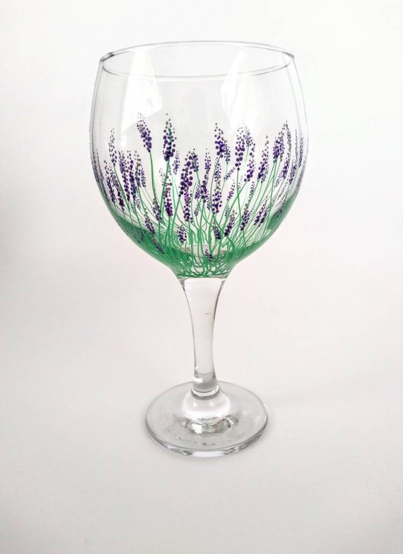Gin Glass Hand Painted Lavender Gin Glass. Personalised Gin Etsy UK