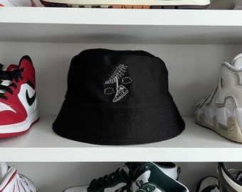 Black / Khaki Embroidered Jordan 1 Sneaker Bucket Hat / Summer Hat – Summer Festival Streetwear Accessory