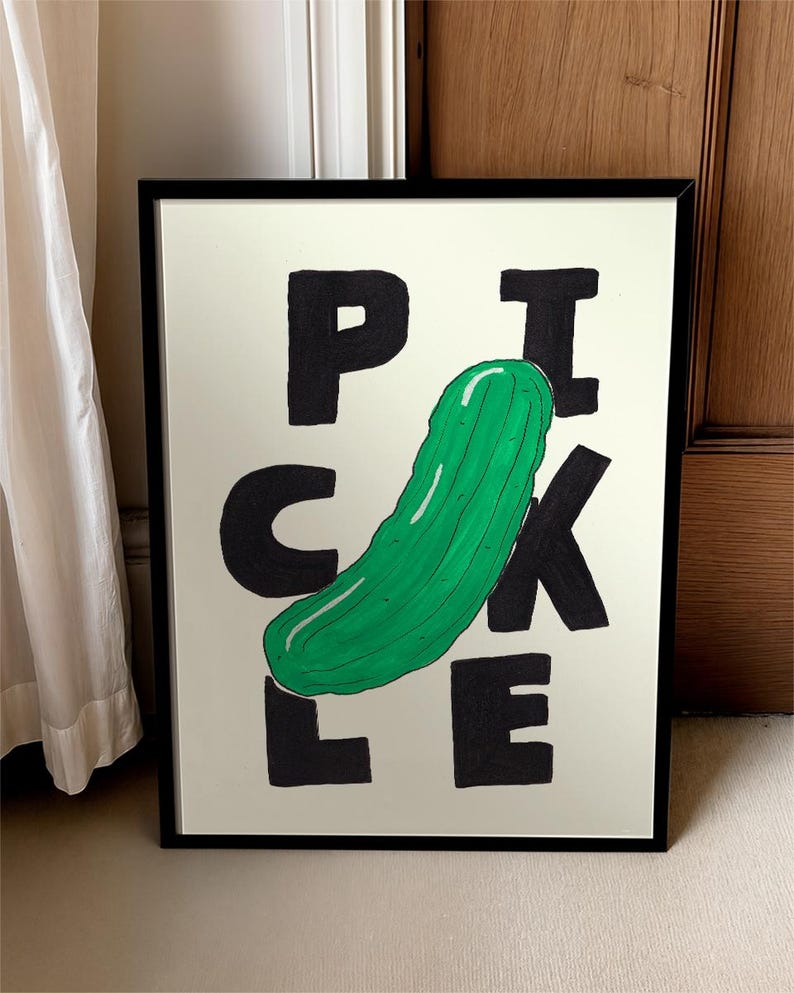 Pickle Color Letters Pickle Art Print – Hand-drawn Fruit & Vegetable Illustration With Bold ...
