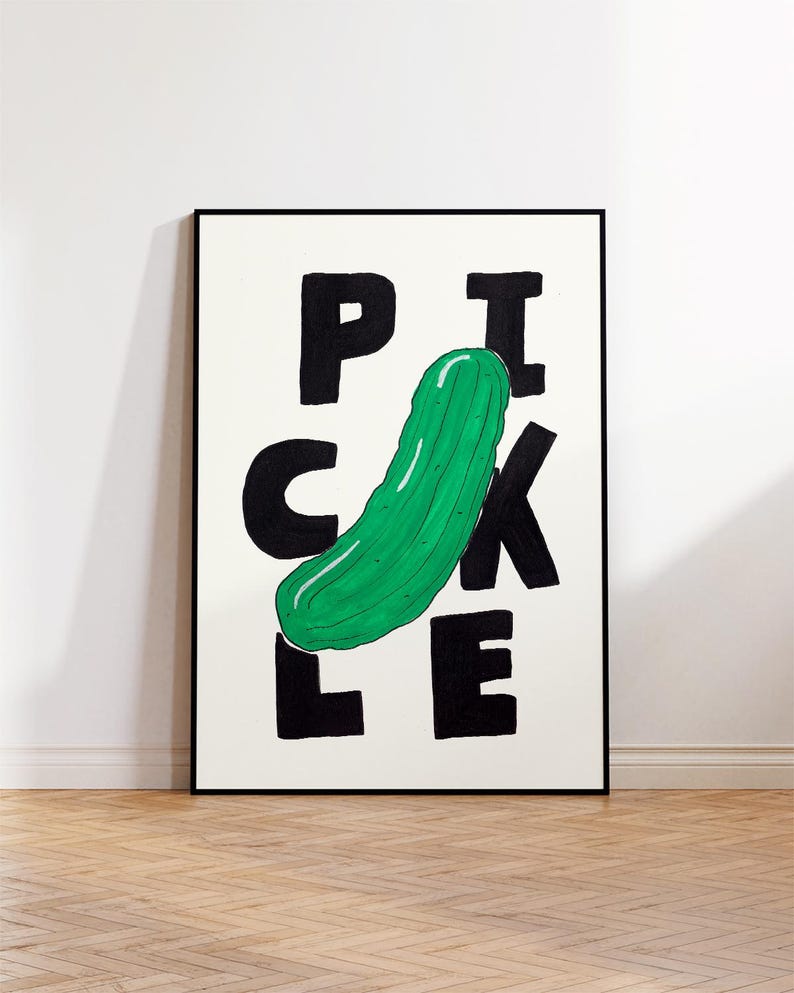 Pickle Color Letters Pickle Art Print – Hand-drawn Fruit & Vegetable Illustration With Bold ...