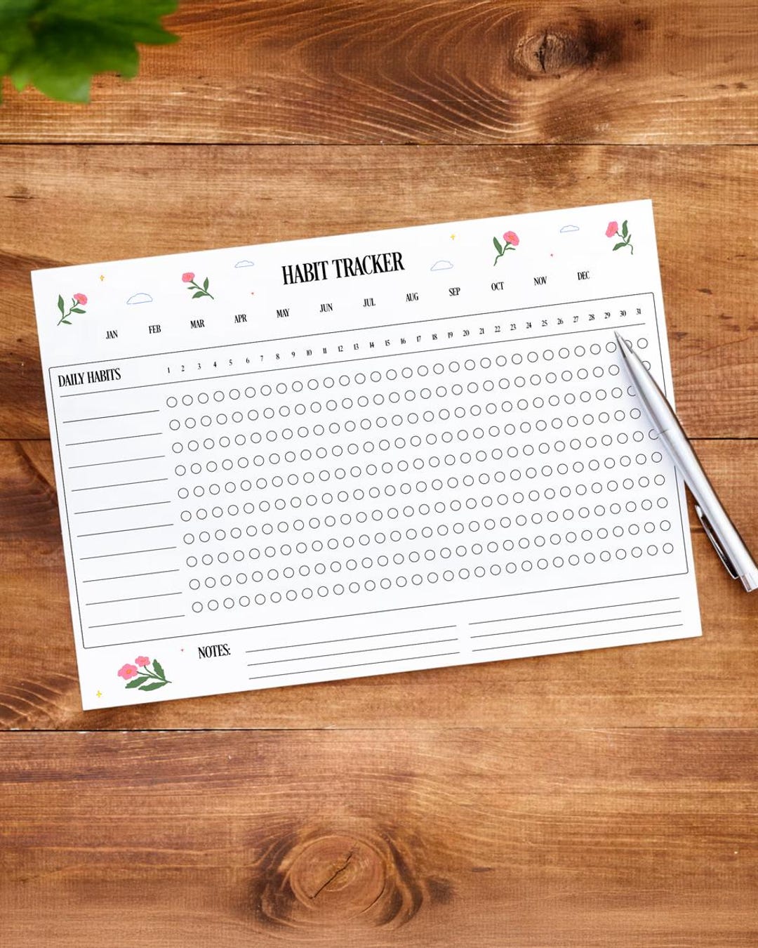 Floral Habit Tracker Printable – Monthly Goal Planner (digital Download ...