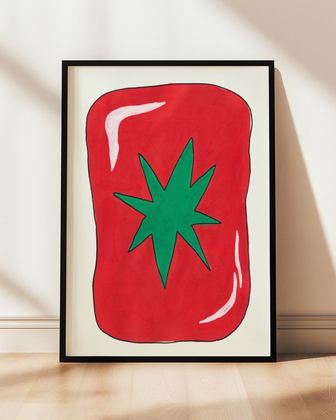 Tomato Art Print – Hand-drawn Abstract Fruit Illustration & Kitchen ...