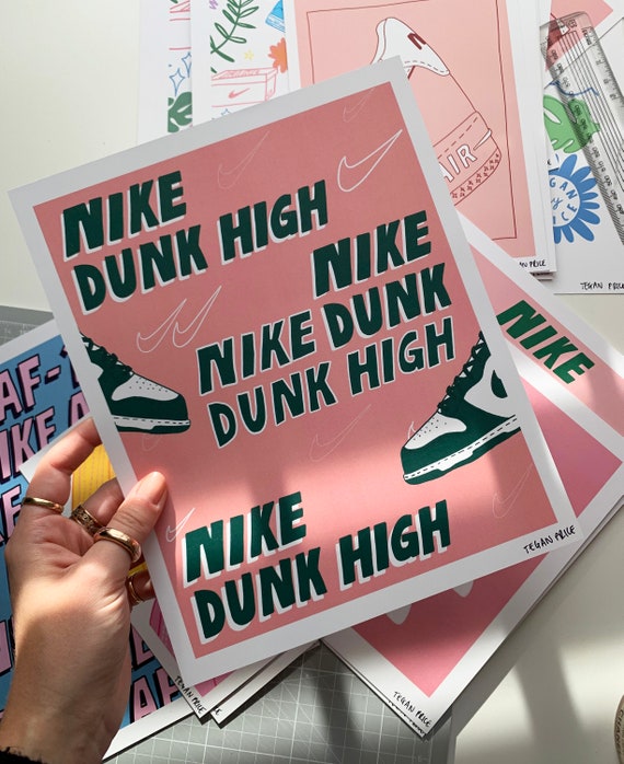 Nike Dunk High Spartan Green Poster Sneaker Print for - Etsy
