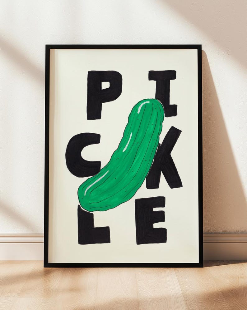 Pickle Color Letters Pickle Art Print – Hand-drawn Fruit & Vegetable Illustration With Bold ...