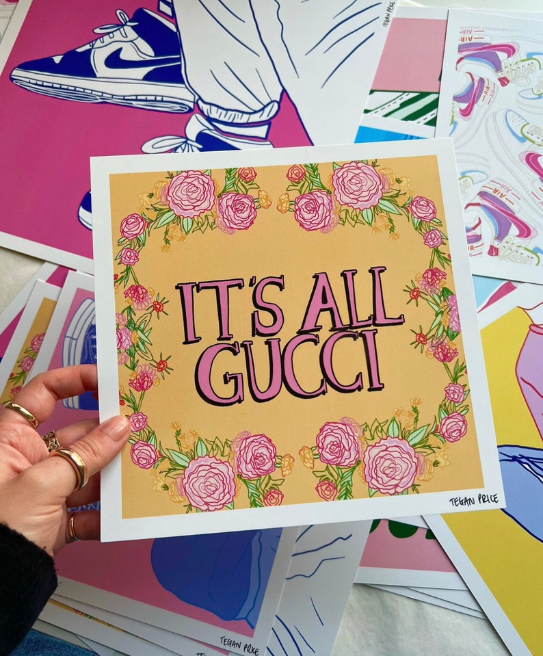 It's All Gucci Motivational, Inspirational Quote & Floral Fashion Print Poster image 4