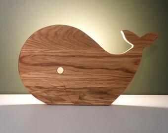 Wooden children's whale lamp