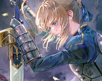 Saber ( Artoria Pendragon)  Fate Stay Night large A3 11.7 in x 16.5 Art print