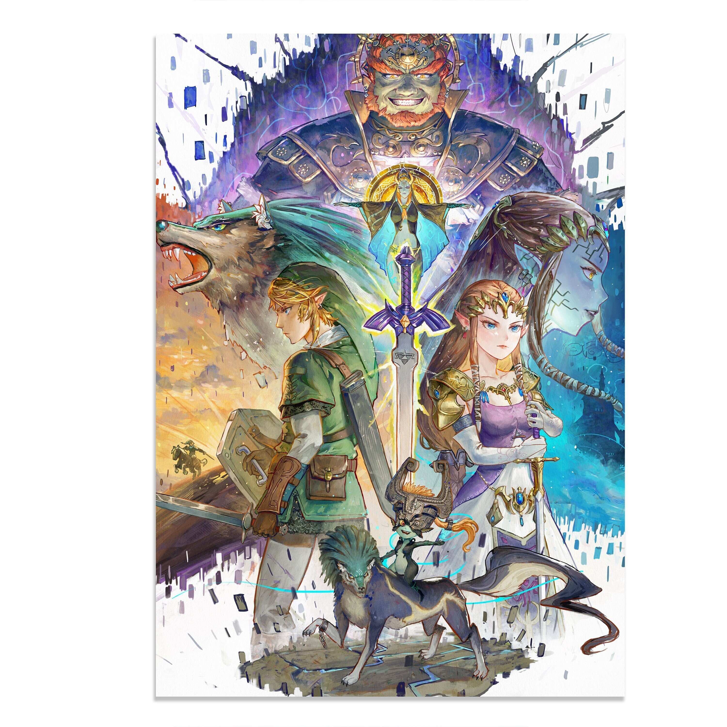 Legend of Zelda Art Print, Twilight Princess, Hand Drawn, A3