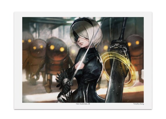 Nier Automata Yorha Type 2b Fan Art Print Video Game Poster Etsy