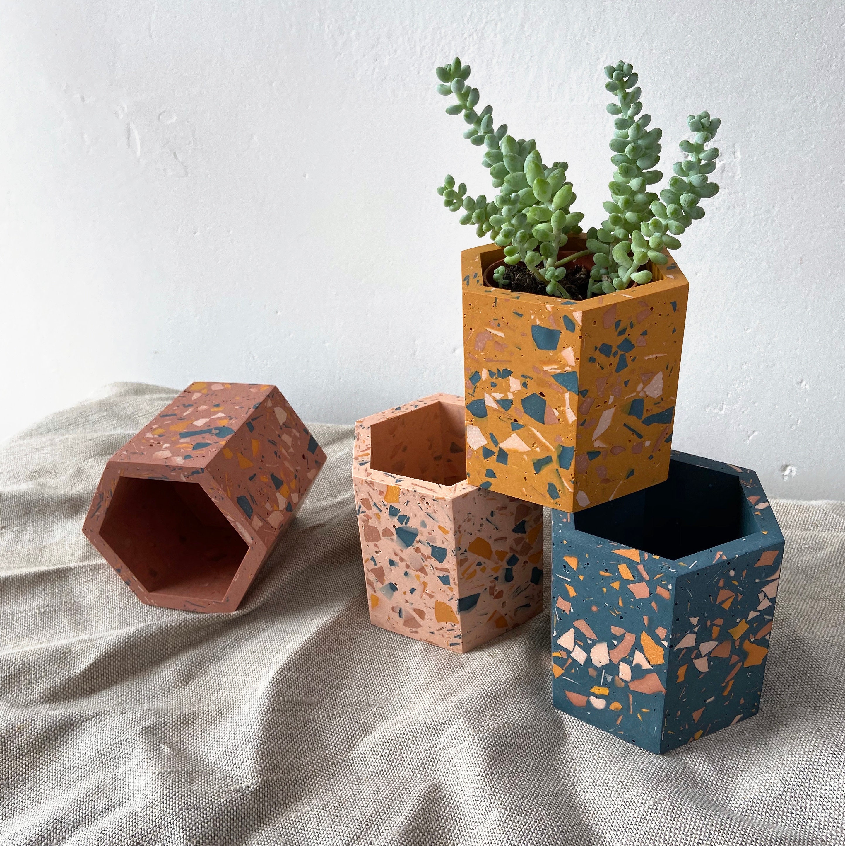 Terrazzo planter geometric plant pot