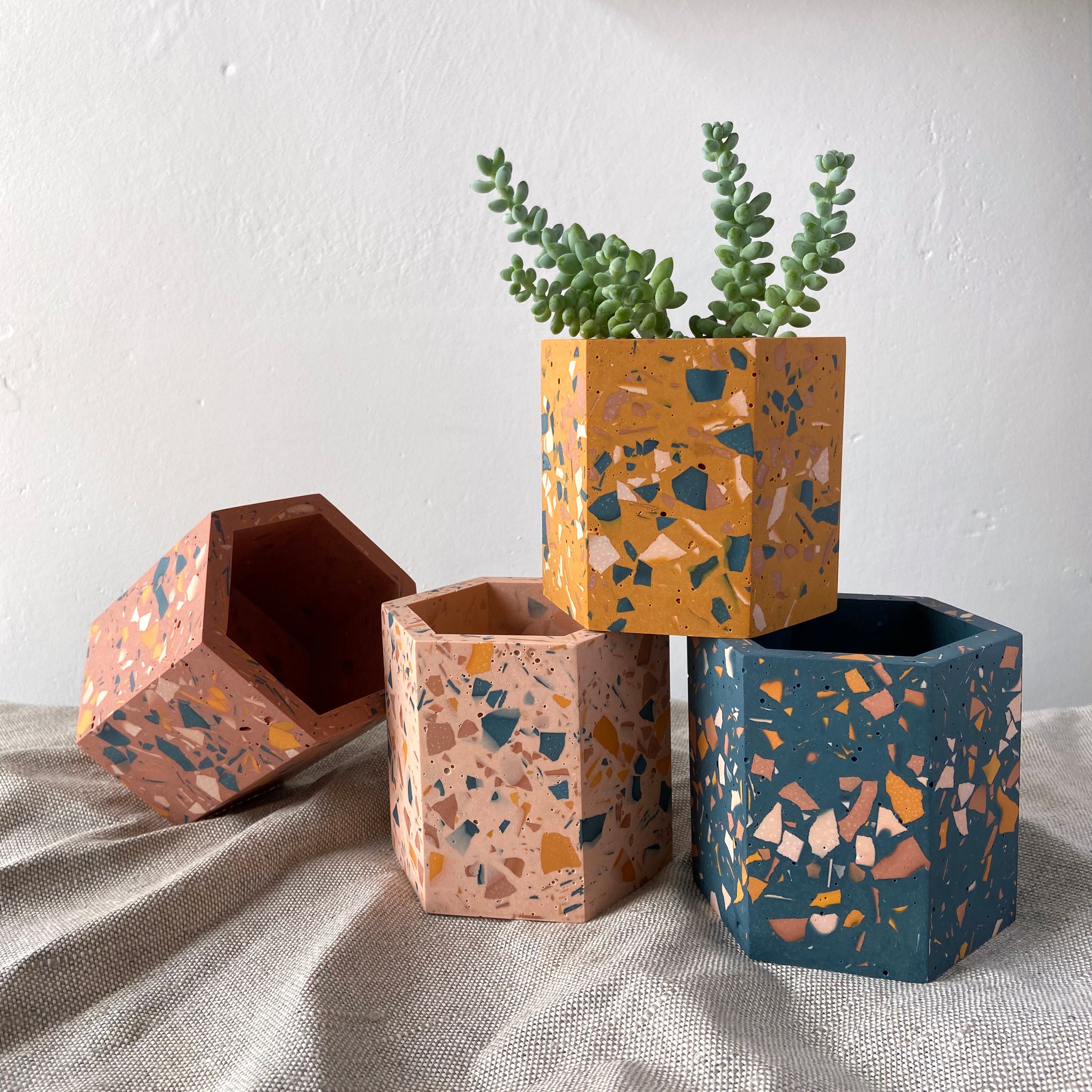 Terrazzo planter geometric plant pot
