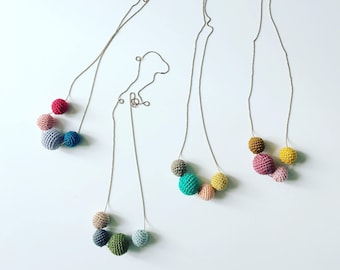 Crocheted wooden bead necklace