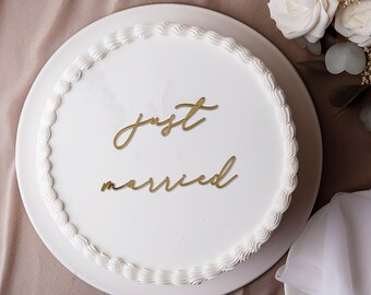 Acrylic wedding cake 'just married' personalisation- cake topper- wedding monogram- acrylic cake personalisation