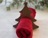 SALE - Christmas tree wooden napkin ring set of 4 or 6