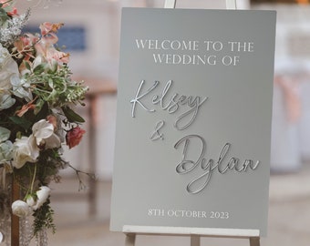 Wedding welcome Acrylic sign A1 A2 A3 A4- Acrylic wedding welcome- Luxury Wedding sign- Mirror acrylic- Modern wedding sign- Mr and Mrs