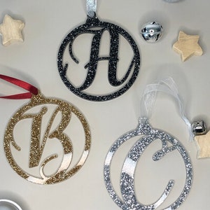 Beautiful Glitter Letter/Initial Decoration Christmas decor Glitter Christmas bauble Sparkle Personalised Christmas bauble Initials image 1