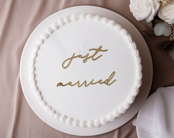 Acrylic wedding cake 'just married' personalisation- cake topper- wedding monogram- acrylic cake personalisation