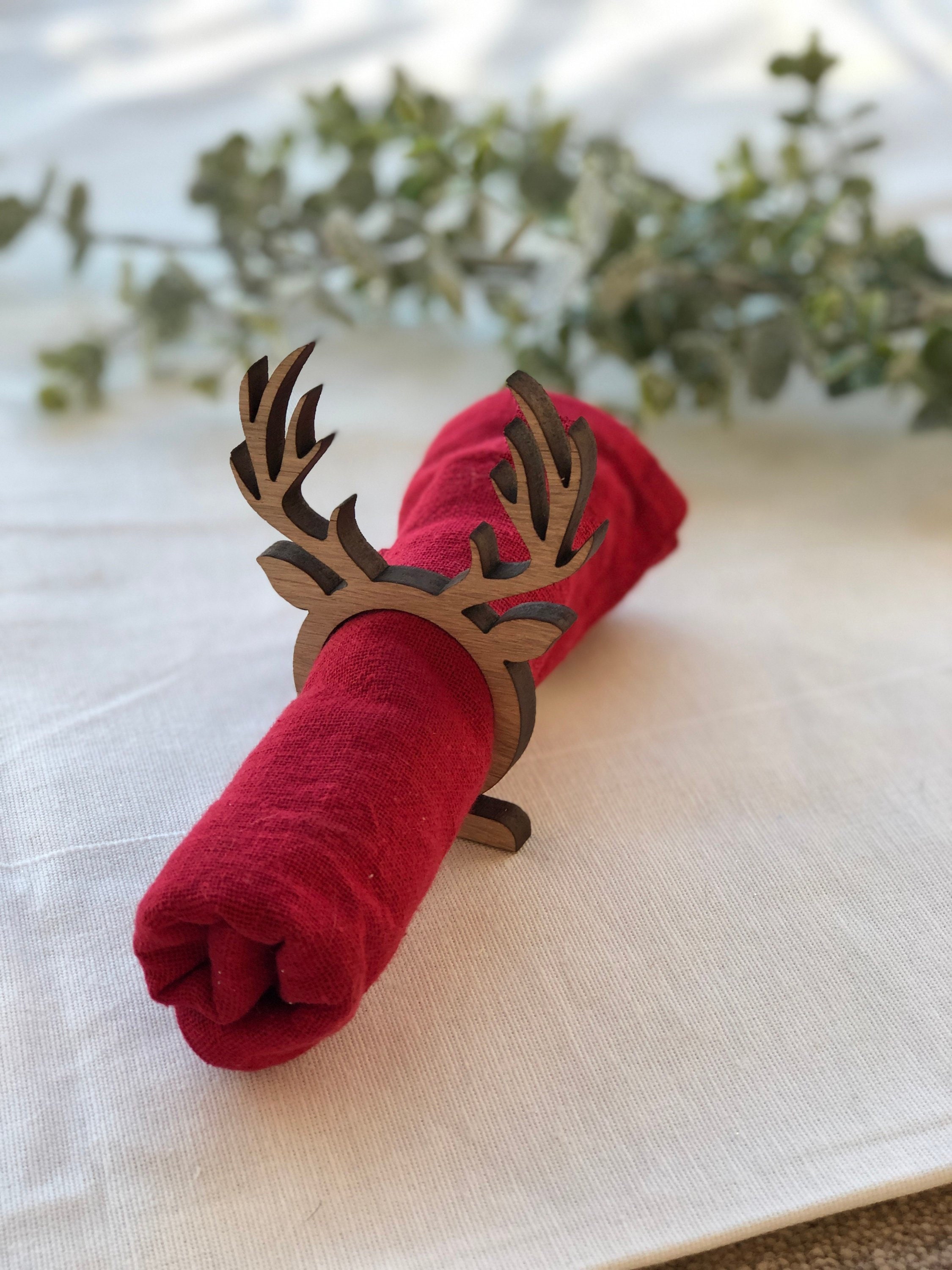 Reindeer Wood Napkin Rings Set of 4 or 6 Christmas Table Etsy UK