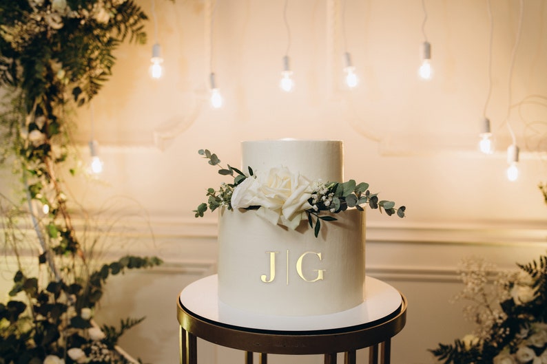 Acrylic wedding cake monogram personalisation cake topper wedding monogram acrylic cake personalisation image 1