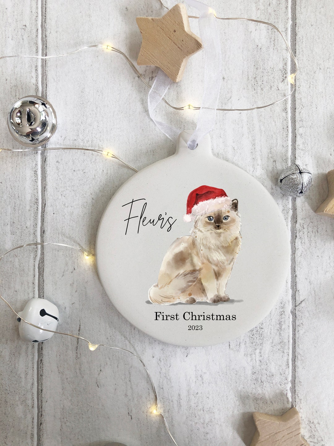 Personalised Cat First Christmas Bauble Christmas Decor Personalised