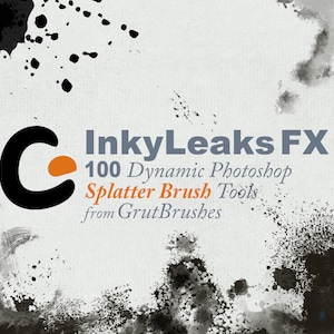 100 Photoshop Splatter brushes - InkyLeaks FX - Realistic, pressure responsive Splatter and Spray Brushes by GrutBrushes