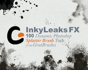100 Photoshop Splatter Pinsel - InkyLeaks FX - Realistische, druckempfindliche Splatter und Spray Brushes von GrutBrushes