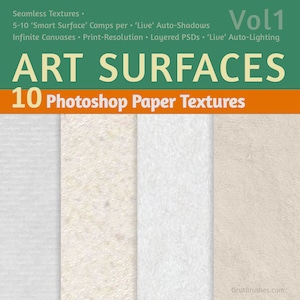 Realistic Digital Paper Texture Templates - Art Surfaces by GrutBrushes. Smart Photoshop templates that add &quot;Live&#39; paper texture to ANYTHING