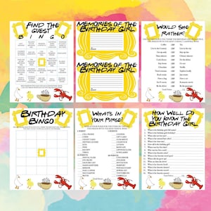 Friends Birthday Game Pack, Friends Themed Birthday Games, Friends Birthday Party Game Pack, 6 Birthday Games