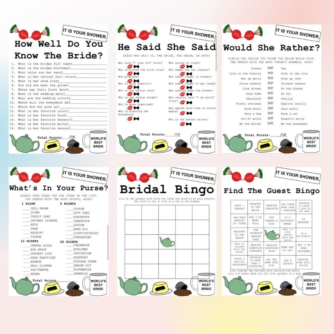 The Office Bridal Shower Themed Games Bridal Shower Games Etsy